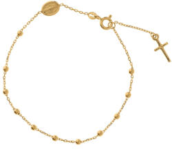 Argento-ekszer Arany karkötő rózsafüzér - 1 tized, kereszt, Csodás érem, hossza 17 és 19 cm (9A013)