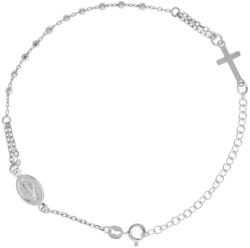 Argento-ekszer Ezüst karkötő rózsafüzér - 1 tized, kereszt, Csodás érem, hossza 18 - 24 cm (92066)