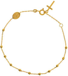 Argento-ekszer Arany karkötő rózsafüzér - 1 tized, kereszt, Csodás érem, hossza 17 és 19 cm (9A027)