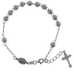 Argento-ekszer Ezüst karkötő rózsafüzér - 1 tized, kereszt Jézussal, Csodás érem, hossza 20 - 22 cm (91519)