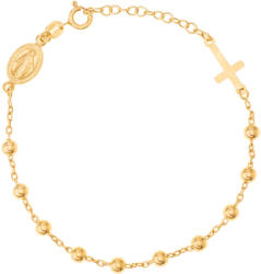 Argento-ekszer Aranyozott ezüst karkötő rózsafüzér - 1 tized, kereszt, Csodás érem, hossza 18 - 21 cm (91940)