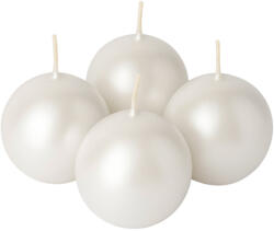 Valex Decor Adventi gömb gyertya készlet 8cm - Metál gyöngyház fehér (MTM-01)