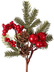 Valex Decor Piros bogyós dekor pick fenyőágakkal és tobozokkal, 24 cm magas (PE044-01)