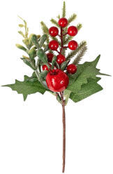 Valex Decor Piros bogyós dekor pick levelekkel és fenyőágakkal, 21 cm magas (PE042-01)
