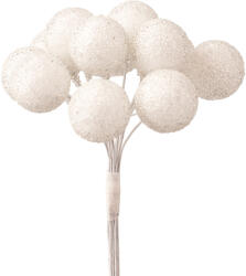 Valex Decor Gyöngyös dekor gömb pick ⌀ 2.2 cm, 12 szál, 10 cm magas - Fehér (PE006-01)