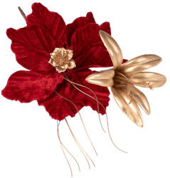 Valex Decor Mikulásvirág és liliom dekor pick ⌀ 15 cm, 20cm magas - Bordó/Arany (PE035-01)
