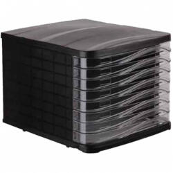 BLUERING Fiókos irattároló, 8 fiókkal, műanyag fekete, víztiszta fiókokkal Bluering® (4448) - iroszer24