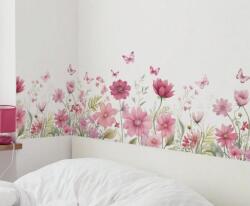 Vanshe Homedecor Falmatrica nappaliba - Rózsaszínű, pink virágok, pillangók