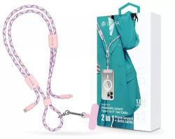 DEVIA ST124998 Cable Pro5 Woven 1, 6m 27W PD Type-C - Lightning pink adat- és töltőkábel + nyakpánt (ST124998) - pcx