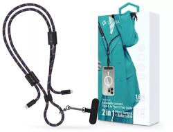 DEVIA ST124974 Cable Pro5 Woven 1, 6m 60W PD Type-C - Type-C kék adat- és töltőkábel + nyakpánt (ST124974) - pcx