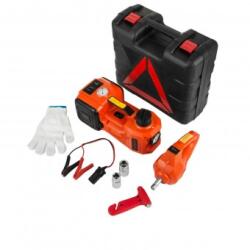  Kit cric hidraulic cu compresor si cheie electrica pentru roti, 3 Tone, 12 V, Inaltime max 530 mm, Lanterna