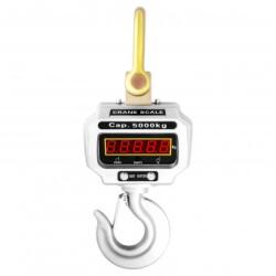  Cantar electronic cu carlig otel, 5000 kg, Afisaj LED, precizie 100 g, Corp din aluminiu turnat, Telecomanda