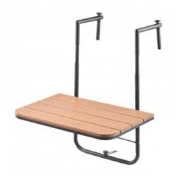VivaTechnix Masa suspendata, pliabila, pentru balcon, Otel Inoxidabil/MDF, max 25 kg, 595 x 620 x 800 mm, Maro/Negru
