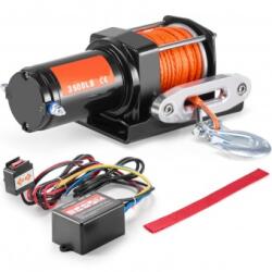 VivaTechnix Troliu electric 12V DC, capacitate 1588 kg, Lungime cablu 12 m, Telecomanda fir, IP55, pentru ATV, Franghie sintetica