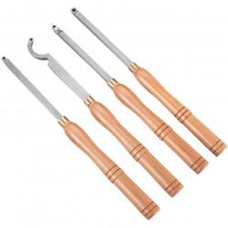 OMS Set 4 dalti pentru strunguri lemn, Otel HSS, maner lemn, carbura cu forma de diamant Dalta