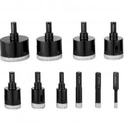 VivaTechnix Set 10 carote diamantate pentru gresie, marmura, 6/10/12/20/25/30/35/40/45/50 mm, umed sau uscat, cutie depozitare