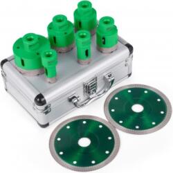 VivaTechnix Set 6 carote diamantate si 2 discuri, pentru gresie, granit, marmura, Vevor M14, diametre 20/25/40/45/50/68 mm