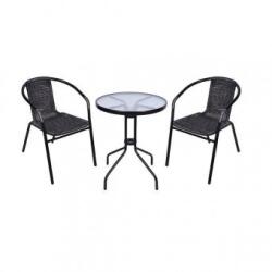 Strend Pro Set masa cu 2 scaune balcon ALESIA, negru antracit