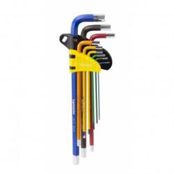 Topmaster Professional Set 9 chei imbus hexagonale, extra lungi, 1.5-10mm, color Cheie imbus