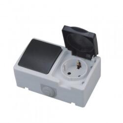 Horozk Electrik Corp intrerupator simplu cu priza PT, Atom, pentru exterior, IP54, Schuko