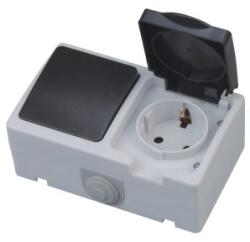 Horozk Electrik Modul priza si intrerupator Horoz Atom11, pentru exterior IP54, montaj aparent