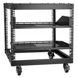  Rack metalic de podea sau perete 9U, 510 x 585 x 560 mm, Adancime reglabila 23-40 inch, Otel carbon, 4 x roti blocabile