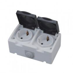 Horozk Electrik Priza dubla PT, Atom, pentru exterior, IP54, Schuko