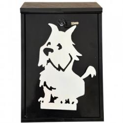 VivaTechnix Cutie postala Vivatechnix Schnautzer Dog KRO-1237, otel, 400x250x100mm, Negru/Alb, 2 chei