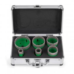 VivaTechnix Set 6 carote diamantate pentru gresie, marmura, 20/25/40/45/50/68 mm, prindere M14, umed sau uscat, cutie depozitare