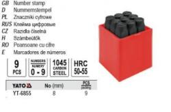 TOYA Poansoane cifre, 9 buc, 8 mm, YATO YT-6855