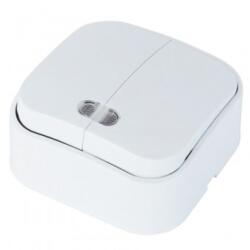 Horozk Electrik Intrerupator dublu cu indicator led Horoz Eva-2, Alb, 10A, 250V, IP20