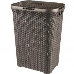 Strend Pro Coș rufe, imitatie ratan, Curver Natural Style 60L, maro inchis, 44x61x34 cm