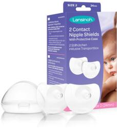 Lansinoh Nipple Shield 24 mm (marimea 2), 2 bucati incl. cutie de depozitare - confortabil de purtat - continuati sa alaptati in ciuda dificultatilor de atasare (70173)