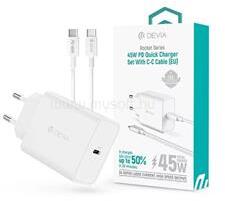 DEVIA ST112896 Rocket Series 45W PD+QC hálózati gyorstöltő adapter + Type-C - Type-C kábel (fehér) (ST112896) (ST112896)