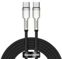 Baseus CAFULE adatkábel (Type-C - Type-C, 100W, PD gyorstöltő, 200cm, cipőfűző) FEKETECATJK-D01 (122138)