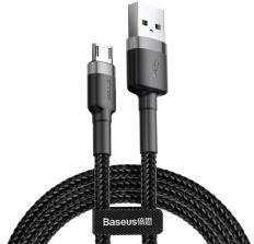 Baseus CAFULE adatkábel (USB - microUSB, 2.4A, gyorstöltő 3.0, 50cm, törésgátló) SZÜRKE/FEKETECAMKLF