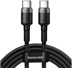 Baseus CAFULE adatkábel (Type-C - Type-C, 100W, PD gyorstöltő 3.0, 200cm, cipőfűző) FEKETECATKLF-ALG