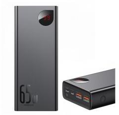 Baseus ADAMAN vésztöltő 2 USB+Type-C aljzat (20000mAh, 65W, PD gyorstöltő 3.0, LED kijelző) FEKETEPP