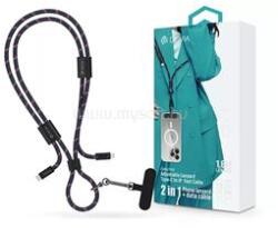 DEVIA ST125001 Cable Pro5 Woven 1, 6m 27W PD Type-C - Lightning kék adat- és töltőkábel + nyakpánt (ST125001) (ST125001)