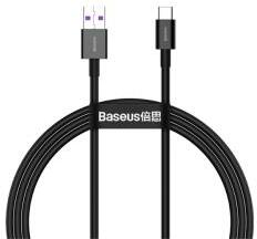 Baseus adatkábel (USB - Type-C, 66W, törésgátló, gyorstöltő, 200cm) FEKETECATYS-A01 (104815)