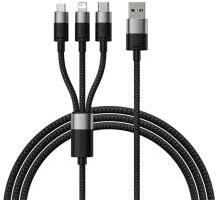 Baseus STARSPEED adatkábel 3in1 (USB - lightning/microUSB/Type-C, 3.5A, PD gyorstöltő, 60cm) FEKETEP