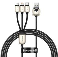 Baseus YEAR OF THE TIGER adatkábel 3in1 (USB - lightning/microUSB/Type-C, 3.5A, 120cm) FEKETECASX010