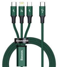 Baseus RAPID töltőkábel 3in1 (Type-C - lightning/microUSB/Type-C, 3.5A, PD gyorstöltő, 150cm) SÖTÉTZ