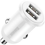Baseus GRAIN PRO autós töltő 2 USB aljzat (24W, gyorstöltő) FEHÉRCCALLP-02