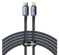 Baseus CRYSTAL SHINE adatkábel (Type-C - lightning, 20W, PD gyorstöltő 200cm, cipőfűző) FEKETECAJY00