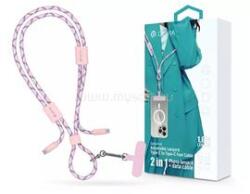 DEVIA ST124967 Cable Pro5 Woven 1, 6m 60W PD Type-C - Type-C pink adat- és töltőkábel + nyakpánt (ST124967) (ST124967)