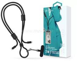 DEVIA ST124981 Cable Pro5 Woven 1, 6m 27W PD Type-C - Lightning fekete adat- és töltőkábel + nyakpánt (ST124981) (ST124981)