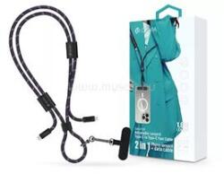 DEVIA ST124974 Cable Pro5 Woven 1, 6m 60W PD Type-C - Type-C kék adat- és töltőkábel + nyakpánt (ST124974) (ST124974)