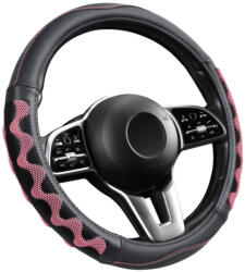 Autolife Műbőr kormányvédő 38cm fekete-pink 203-7P A00153 (00153) - olaj