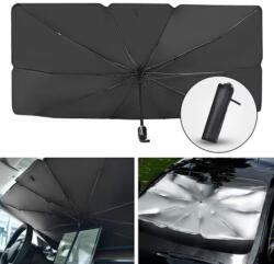 Autolife Összecsukható napernyő autóhoz, esernyő formájú, fekete-ezüst, 140 x 79 cm 2203 (38088) - olaj